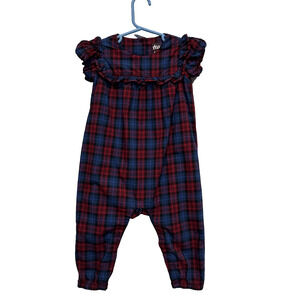 Tea Collection Plaid Ruffle Romper Girls Size 18-24 Month One piece Baby Holiday